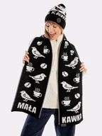 Apaszki i szaliki damskie - szalik zimowy MAŁA KAWKA o prezent dla kawosza - miniaturka - grafika 1