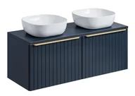 Szafki łazienkowe - Szeroka szafka z umywalką, Santa Fe, 120x46x46 cm, granatowy, mat - miniaturka - grafika 1