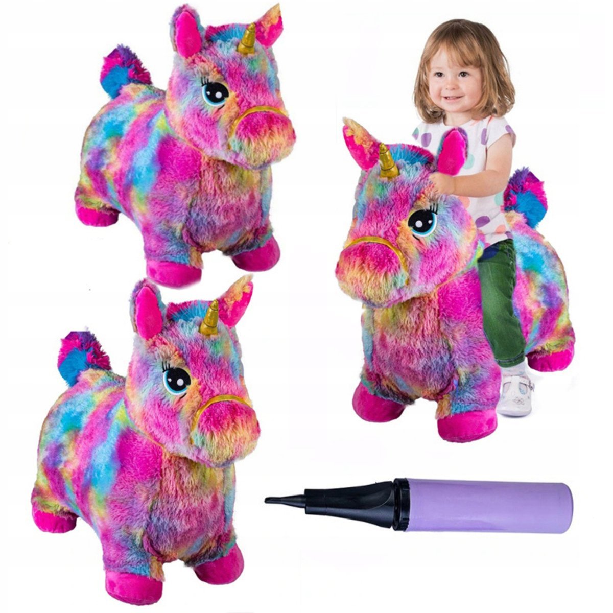 Skoczek Gumowy do Skakania Mix 3 Kolorów Konik Pompka dla Dzieci Pluszowy