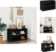 Szafki na buty - vidaXL Stojak na buty czarny 75x35x45 cm materiał drewnopochodny - Stojaki i szafki na buty - miniaturka - grafika 1