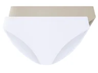 Majtki damskie - esmara® Majtki figi damskie prążkowane, 2 pary (Beżowy/ biały, M(40/42)) - miniaturka - grafika 1