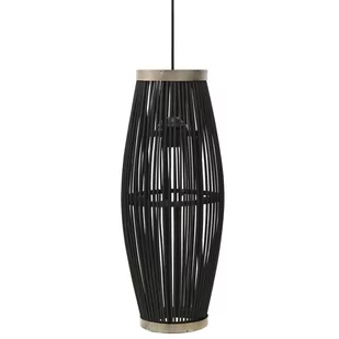 VidaXL Lampa wisząca, czarna, wiklinowa, 40 W, 25x62 cm, owalna, E27 289588 - Lampy sufitowe - miniaturka - grafika 1