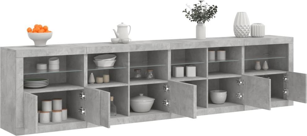 vidaXL Szafka z oświetleniem LED, szarość betonu, 283x37x67 cm