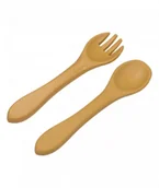 Inne akcesoria do pielęgnacji dzieci - TRYCO ŁYZECZKA+WIDELEC SILIKON MIODOWY 8720289396640 - miniaturka - grafika 1