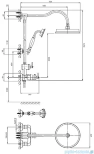 Omnires Armance system prysznicowy natynkowy termostatyczny mosiądz szczotkowany AM5244/6BSB | - Baterie umywalkowe - miniaturka - grafika 2