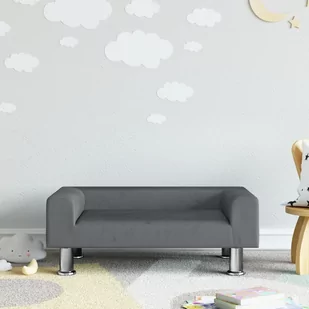 vidaXL Sofa dla dzieci, ciemnoszara, 70x45x26,5 cm, aksamit - Meble do sypialni - miniaturka - grafika 1