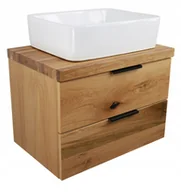 Szafki łazienkowe - Szafka Łazienkowa Pod Umywalkę Z Litym Blatem Dębowym 70 CM Lakier - miniaturka - grafika 1