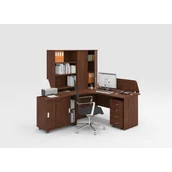Zestawy mebli biurowych - Zestaw mebli biurowych MIRELLI A+, typ C, lewy, orzech - miniaturka - grafika 1