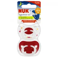 Smoczki uspokajające - NUK Smoczek silikonowy 0-6m Signature Night czerwony 2 szt - miniaturka - grafika 1
