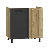 Szafki kuchenne - Szafka Dolna Stojąca Narożna Pod Zlewozmywak 1 Drzwi DKN-100/82 Dąb Craft / Antracyt Połysk Vento Halmar Antracyt, Dąb Craft - miniaturka - grafika 1