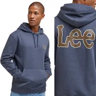 Bluzy męskie - Lee CORE HOODIE Dusty Navy NIEBIESKA BLUZA Z KAPTUREM KANGURKA REGULAR M - miniaturka - grafika 1