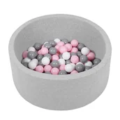 Zabawki sensoryczne - Selonis Suchy basen okrągły z 150 kulkami, jasnoszary: szary-biały-p.róż - miniaturka - grafika 1