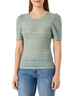 Koszulki i topy damskie - Vila VICHIKKA Puff O-Neck S/S TOP - NOOS, Green Milieu, XXL - miniaturka - grafika 1