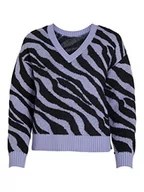 Swetry damskie - Vila Women's VIRIL FEAMI Mix V-Neck L/S Knit TOP-NOOS sweter, Pale Iris/Pattern: with Black, L, Pale Iris/wzór: z czarnym, L - miniaturka - grafika 1