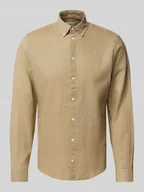 Koszule męskie - Koszula lniana o kroju regular fit z kołnierzykiem typu button down model ‘Anton’ - miniaturka - grafika 1