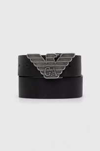 Emporio Armani Pasek skórzany męski kolor czarny - Paski - miniaturka - grafika 1