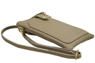 Torebka skórzana / etui na telefon - Beżowe - Etui i futerały do telefonów - miniaturka - grafika 4