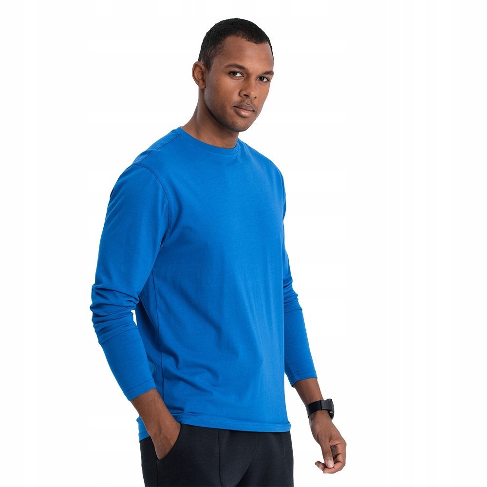 Longsleeve męski 100% bawełna basic niebieski wygodny V9 OM-LSBL-0106 r M