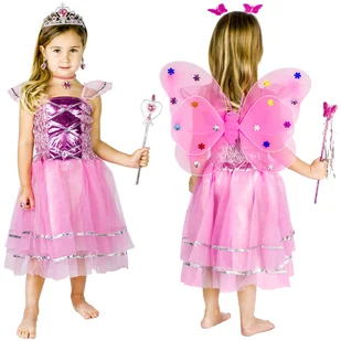 Strój Przebranie Wróżka Motyl Księżniczka 2W1 Róż - Stroje karnawałowe - miniaturka - grafika 1