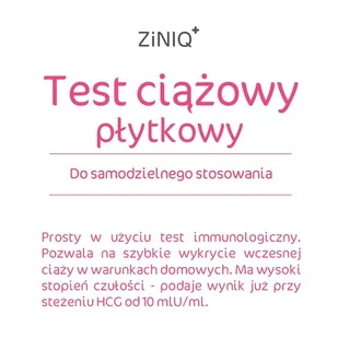 TITLIS SPÓŁKA Z OGRANICZONĄ ODPOWIEDZIALNOŚCIĄ ZINIQ Test ciążowy płytkowy 1 sztuka - Testy ciążowe i diagnostyczne - miniaturka - grafika 2