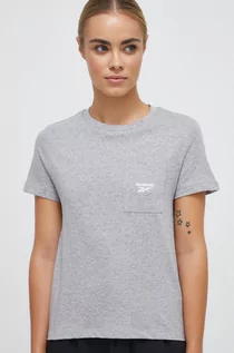 Koszulki sportowe damskie - Reebok t-shirt bawełniany kolor szary - grafika 1