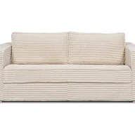 Sofy i kanapy - Kanapa 4-osobowa rozkładana typu express z beżowego szeroko prążkowanego sztruksu - Miejsce do spania z szerokimi listewkami 160 cm - Materac 14 cm - - miniaturka - grafika 1