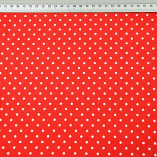 Tkanina bawełniana kropki 4mm białe na czerwonym tle - Pasmanteria - miniaturka - grafika 1