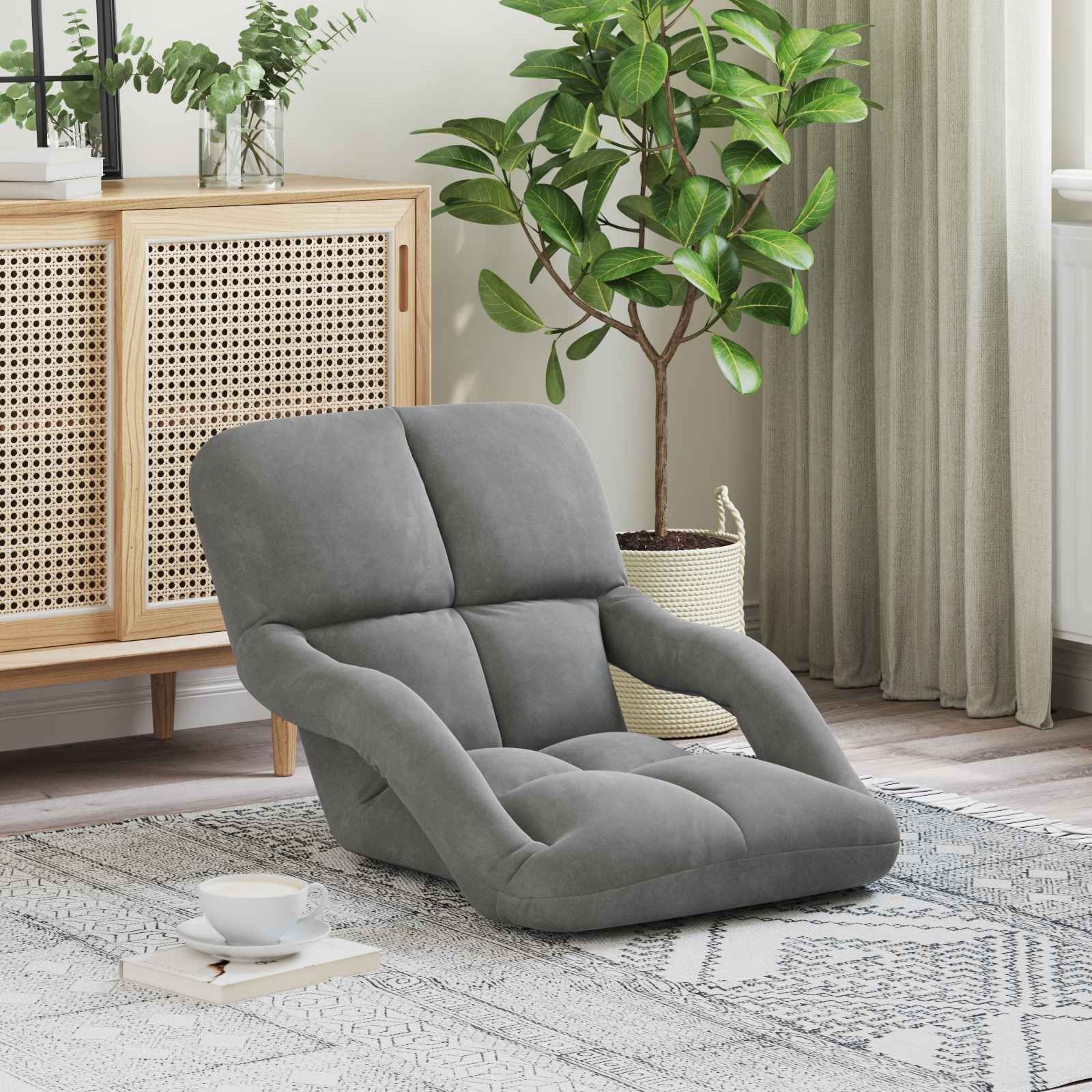 vidaXL vidaXL Krzesło na podłogę Ciemnoszary 58 x 62 x 58 cm Aksamit
