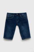 Spodnie i spodenki dla chłopców - Pepe Jeans szorty jeansowe dziecięce PJL BJ Denim kolor niebieski regulowana talia - miniaturka - grafika 1