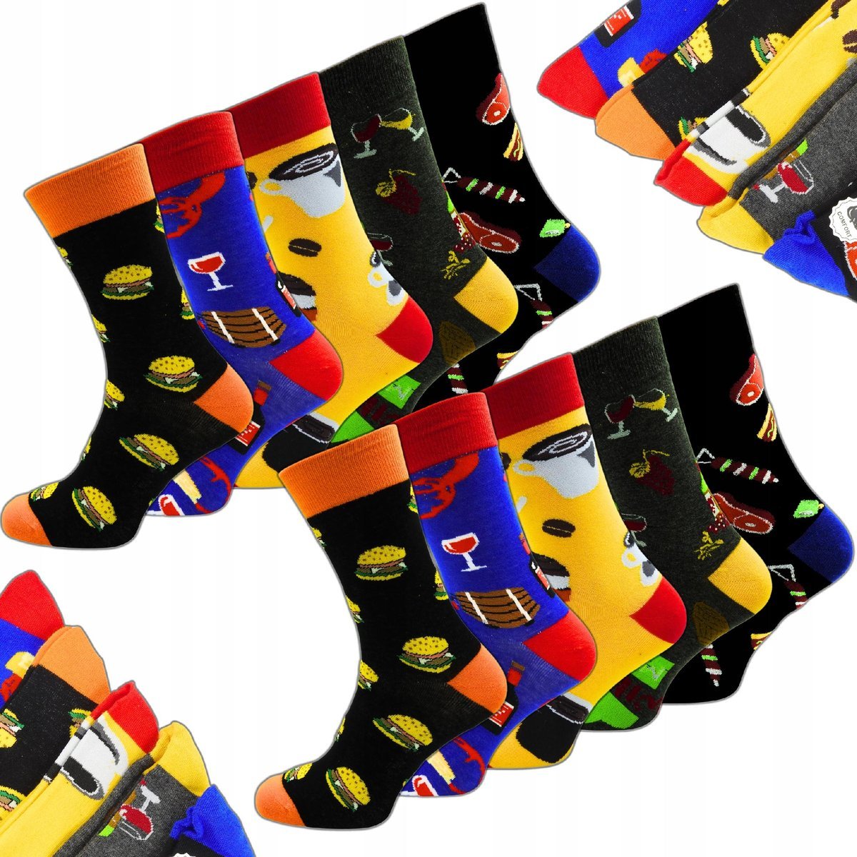 SKARPETKI MĘSKIE SKARPETY DŁUGIE KOLOROWE BAWEŁNIANE ZESTAW 10 PAR 39/42