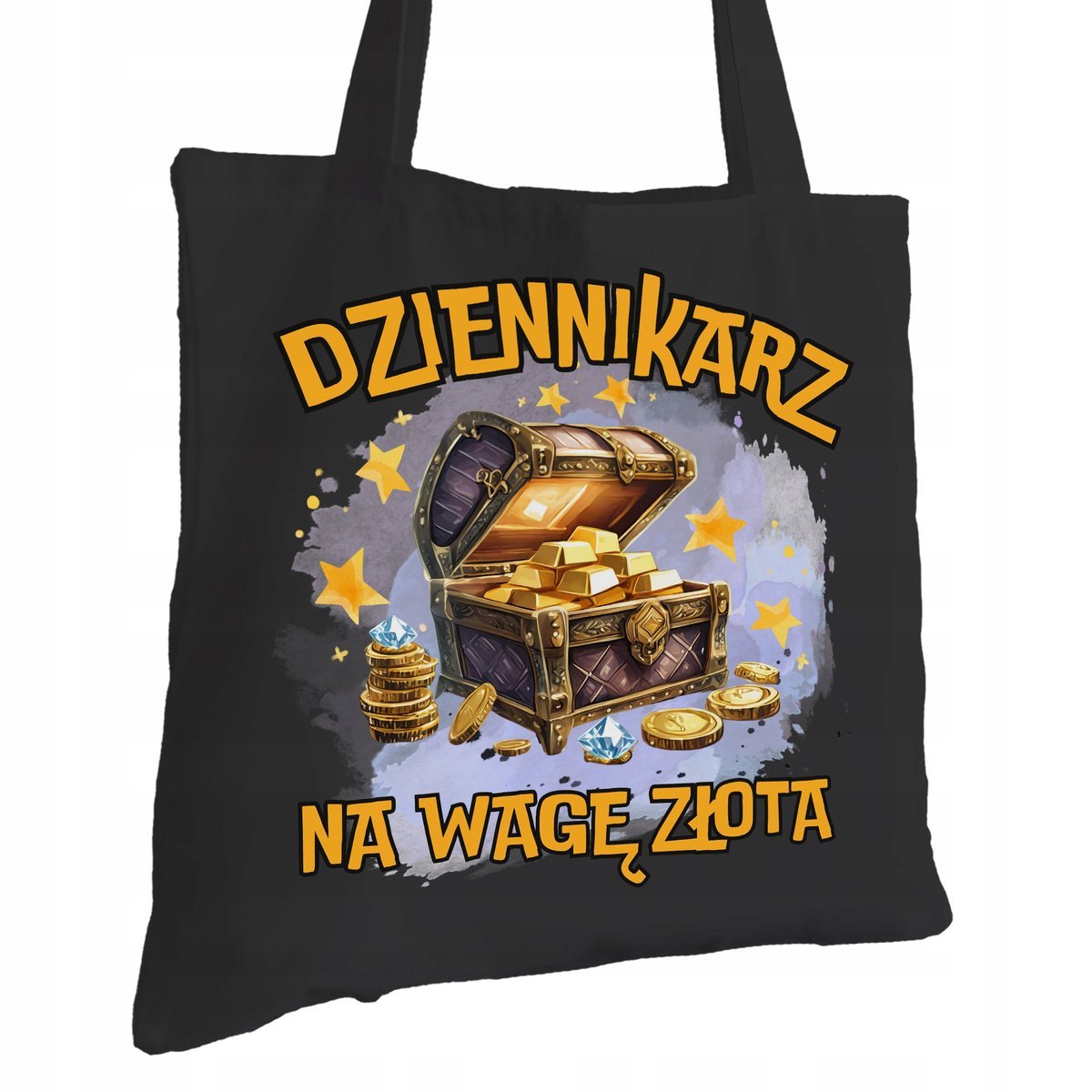 Torba Bawełniana dla Dziennikarza Czarna Prezent ekologiczna Trwały Nadruk