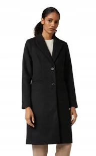 VERO MODA CZARNY PŁASZCZ KLASYCZNY Z KLAPAMI DO BIODER Z WEŁNĄ M JYA - Płaszcze damskie - miniaturka - grafika 1