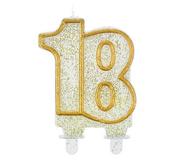 Urodziny dla dorosłych - GoDan Świeczka na tort "18", złoty kontur, 8 cm SF-CZ18 - miniaturka - grafika 1