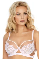 Biustonosze - Biustonosz Push Up Koronkowy Super Modelujący Cielisty Tiulowy Biały 80D - miniaturka - grafika 1