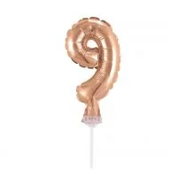 GoDan Balon Foliowy 13 cm Na Patyku Cyfra 9 Złoty Bc-5rz9 - Balony i akcesoria - miniaturka - grafika 2