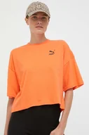 Koszulki sportowe damskie - Puma t-shirt bawełniany kolor pomarańczowy - miniaturka - grafika 1