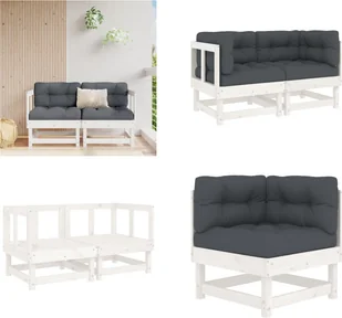 vidaXL Sofy narożne z poduszkami 2 szt. Biała lita sosna - Narożnik - Narożnik - Sofa ogrodowa - Sofa zewnętrzna - Sofy ogrodowe vidaXL Sofy narożne z poduszkami 2 szt. Biała lita sosna - Narożnik - Narożnik - Sofa ogrodowa - Sofa zewnętrzna - Sofy ogrodowe - miniaturka - grafika 1