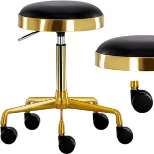 Taboret kosmetyczny okrągły fryzjerski hoker stołek czarny - Krzesła i taborety kosmetyczne - miniaturka - grafika 1