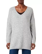 Swetry damskie - TOM TAILOR Denim Damski Sweter z dekoltem w serek 1030819, 10367 - Light Silver Grey Melange, S - miniaturka - grafika 1
