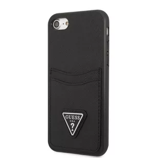 Guess GUHCI8PSATPK iPhone 7/8 SE 2020 / SE 2022 hardcase czarny/black hardcase Saffiano Triangle Logo Cardslot - Etui i futerały do telefonów - miniaturka - grafika 2