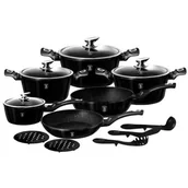 Zestawy garnków i patelni - Berlinger Haus KOMPLET GARNKÓW 15 EL GRATIS 49 ZŁ ALUMINIUM POTRÓJNA WARSTWA MARMUROWA CZARNY BH/1664N - miniaturka - grafika 1