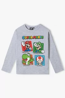 Bluzki dla chłopców - Bluzka chłopięca dzianinowa szara Super Mario - grafika 1