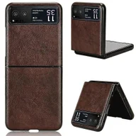 Etui i futerały do telefonów - Do etui na telefon Motorola Razr 40 5g z tyłu, skóra ekologiczna, powłoka z PC Litchi Texture Protection Phone Cover Brown - miniaturka - grafika 1