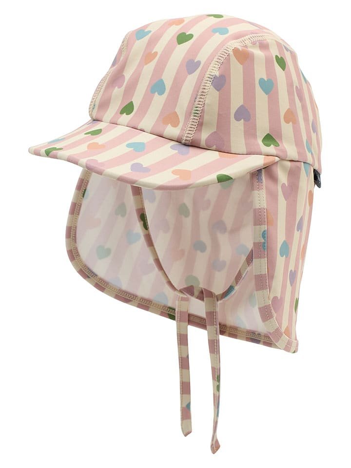 mikk-line Czapka w kolorze beżowo-jasnoróżowym z osłoną karku