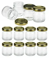 Pojemniki kuchenne - Słoiki słoiczki 40 mm x12 szt z złotymi zakrętkami na przyprawy miód dżemy - miniaturka - grafika 1