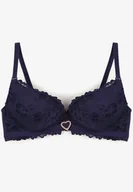 Biustonosze - Granatowy Biustonosz Ozdobiony Koronką i Cyrkoniowym Sercem Fannel - Born2be - miniaturka - grafika 1