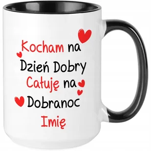 Kubek XXL Czarny KOCHAM NA DZIEŃ DOBRY Prezent Dla Zakochanych Wiele Wzorów - Kubki - miniaturka - grafika 1
