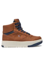 Buty dla chłopców - Tommy Hilfiger Sneakersy Mid Cutlace-Up Sneaker T3X9-33641-1351 M Brązowy - miniaturka - grafika 1