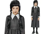 Moda i Uroda OUTLET - Strój KARNAWAŁOWY Wanda WEDNESDAY Sukienka ADDAMS GOTYCKA M 120-130 cm - miniaturka - grafika 1
