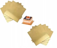 Dodatki do ciast w proszku - Podkład pod tort złoty monoporcje bankietówka 8x8cm podkładki 10szt - miniaturka - grafika 1